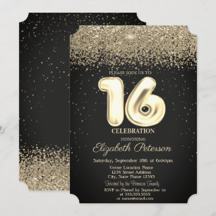 Moderne Schicke Gold-Diamanten-Confetti Sweet 16 Einladung