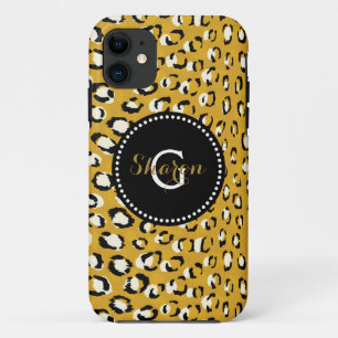 Moderne schicke Gold-Gepard-Druck-Muster-Monogramm Case-Mate iPhone Hülle