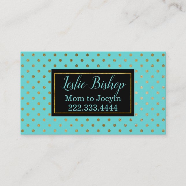Moderne schicke Gold Polka Dot Mommy Card Telefonnummerkarte (Vorderseite)