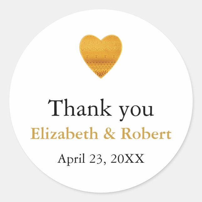 Moderne schicke goldene Foil Heart Wedding Vielen  Runder Aufkleber (Vorderseite)