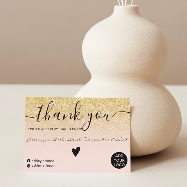 Moderne schicke Goldene Glitzer-Rose Ordnung Viele Dankeskarte (Von Creator hochgeladen)