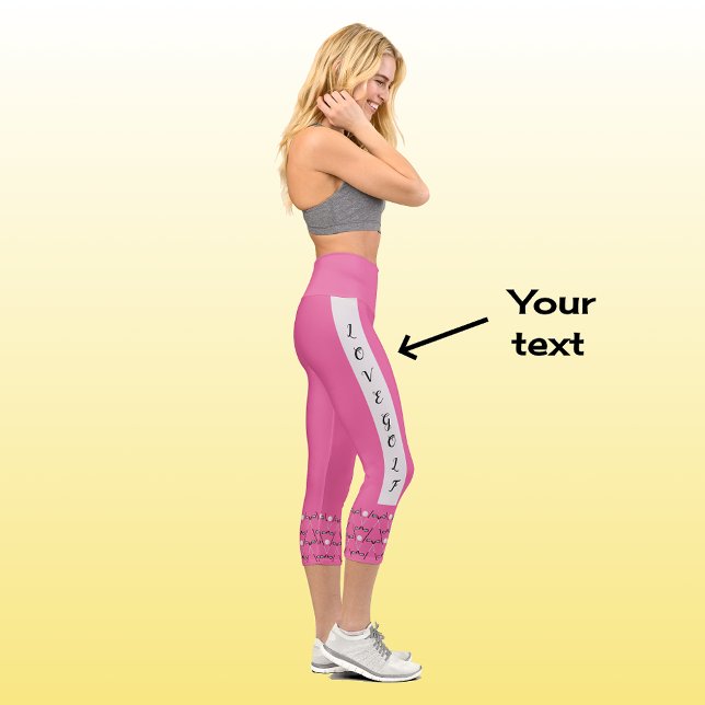 Moderne schicke Golftext-Muster pink Capri Leggings (Von Creator hochgeladen)