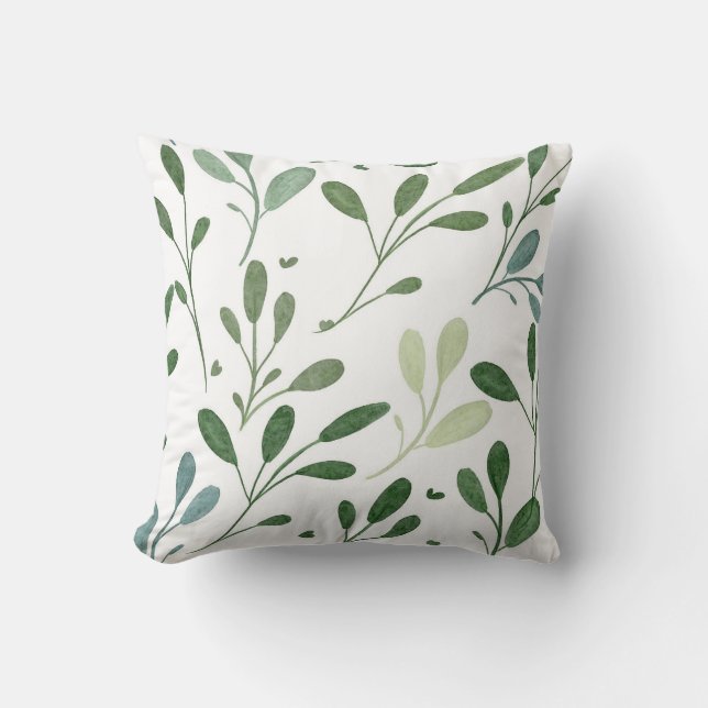 Moderne schicke Grünanlagen Wasserfarben Botanisch Kissen (Vorderseite)