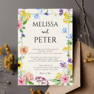Moderne schicke, helle wilde Blume Hochzeit Einladung