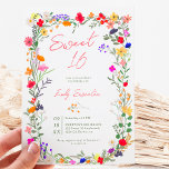 Moderne schicke, helle, wilde Blume Sweet 16 Einladung<br><div class="desc">Fügen Sie Ihren Veranstaltungen eine Touch böhmischer Eleganz hinzu mit unserer modernen Chic Boho Helle Elegant farbenfrohe wilde Blume Sweet 16 Geburtstag Einladung. Die botanischen Blume in Rosa,  Rot,  Grün und lila Farbtönen werden von Wildblumen und rustikalen Gärten mit subtiler Vegetation und moderner boho-Schrift-Typografie inspiriert.</div>