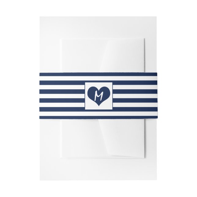 Moderne schicke Hochzeit in Blau und Weiß Einladungsbanderole (Vorderseite Beispiel)