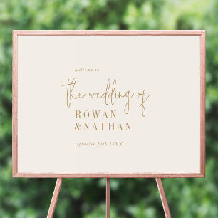 Moderne, schicke Hochzeitsfeier mit Vintagem Gold Poster