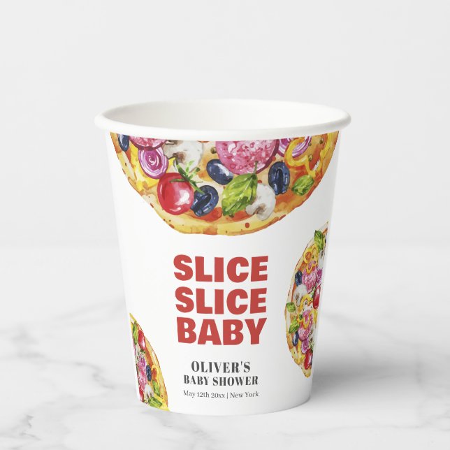 Moderne schicke italienische Slice Slice Pizza Bab Pappbecher (Vorderseite)