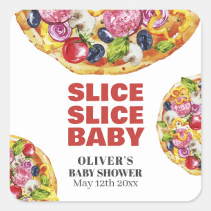 Moderne schicke italienische Slice Slice Pizza Bab Quadratischer Aufkleber
