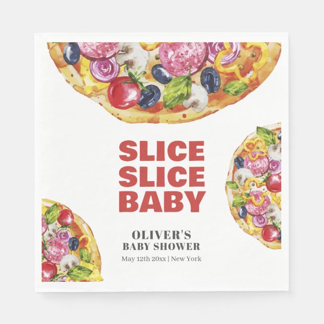 Moderne schicke italienische Slice Slice Pizza Bab Serviette (Vorderseite)