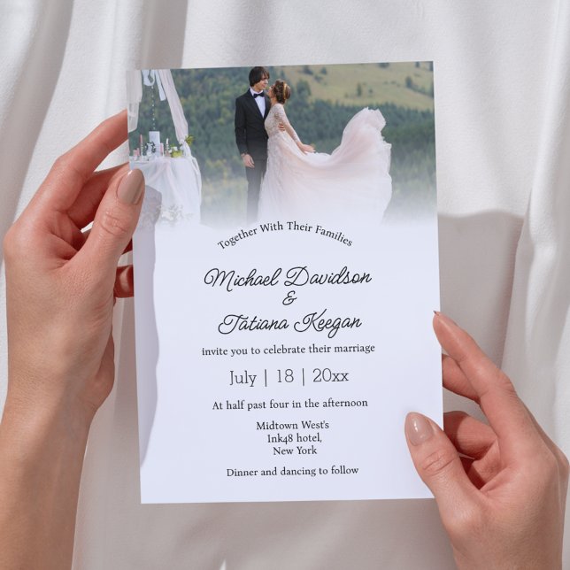 Moderne schicke Kalligraphie Hochzeitsfeier Foto E Einladung (Von Creator hochgeladen)