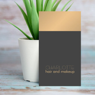 Moderne schicke Kupfergrau-Haar- und Make-up-Gesta Visitenkarte