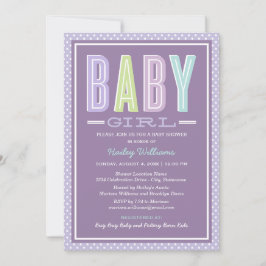 Moderne schicke Lavendel Lila Girl Baby Dusche Einladung