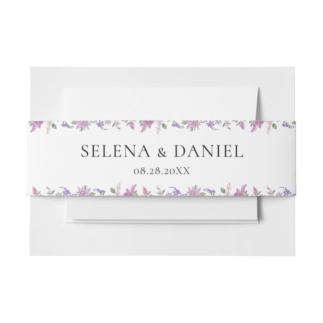 Moderne schicke Lavendel violette Blumen Hochzeit Einladungsbanderole (Vorderseite Beispiel)