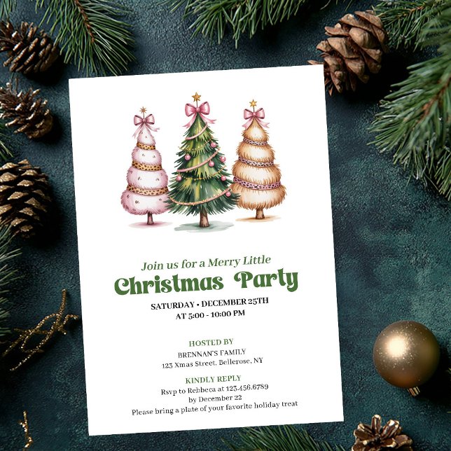 Moderne schicke Leoparden-Weihnachtsbaum-Party-Ein Einladung (Modern chic leopard Christmas tree party invite)