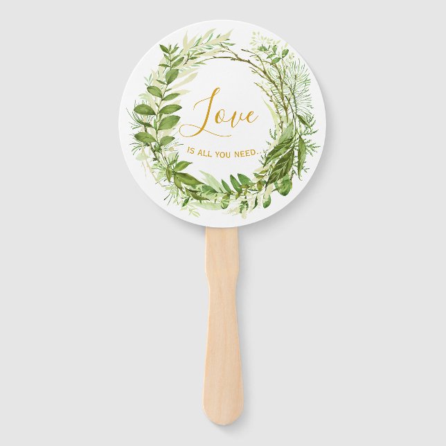 Moderne schicke Liebe Wreath Personalisierte Hochz Fächer (Vorderseite)