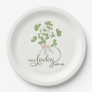 Moderne Schicke Lucky Shamrock mit Schleife Baby-P Pappteller