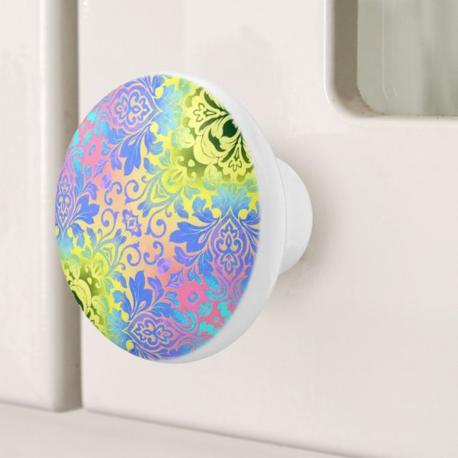 Moderne schicke Mandala türkisfarbenes Aqua-Böhm Keramikknauf (Modern chic mandala turquoise aqua bohemian ceramic knob)