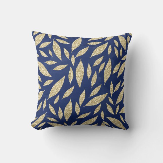 Moderne schicke Marineblau-Glitzer Kissen (Vorderseite)