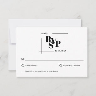 Moderne schicke Minimal-Monogramm-Hochzeitkarte RSVP Karte