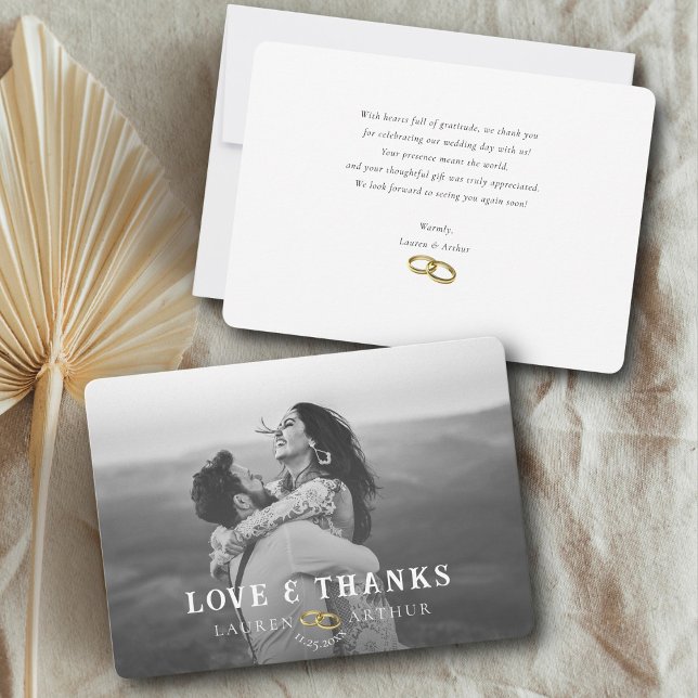 Moderne schicke Minimal Personalisierte Foto Hochz Dankeskarte (Von Creator hochgeladen)
