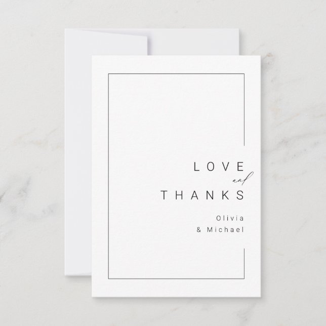 Moderne schicke minimale Typografie Hochzeit danke (Vorderseite)
