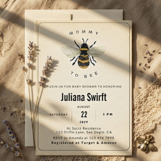 Moderne Schicke Mommy To Bee Babyshower-Einladung  Einladung