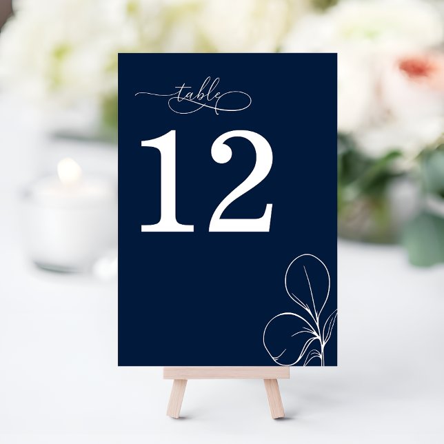 Moderne Schicke Navyblaue Hochzeit Tischnummer (Von Creator hochgeladen)