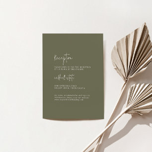 Moderne schicke Olive Green Hochzeitsempfehlung Begleitkarte