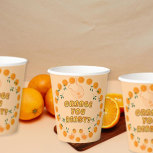 Moderne schicke Orange Sie fertig Citrus Baby Dusc Pappbecher
