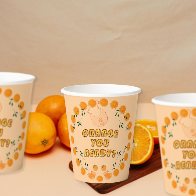 Moderne schicke Orange Sie fertig Citrus Baby Dusc Pappbecher (Von Creator hochgeladen)
