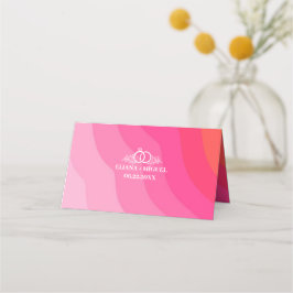 Moderne, schicke, orangefarbene Hochzeit Platzkarte