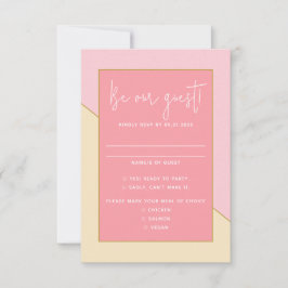 Moderne schicke Pastel Pink Cream Gold Script Hoch RSVP Karte