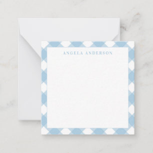 Moderne Schicke Pastell-Hellblau-Gingham-Karo-Kont Mitteilungskarte