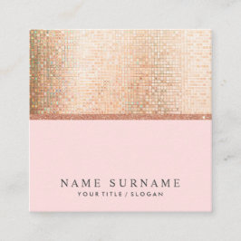 Moderne schicke PastelPink Sequin Square Business  Quadratische Visitenkarte