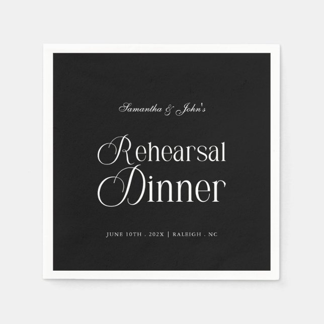 Moderne Schicke Probe-Dinner-Einladung Serviette (Vorderseite)
