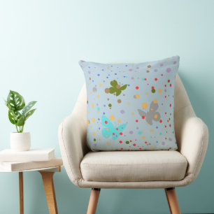 Moderne schicke Punkte & Schmetterlingleuchte Blau Kissen