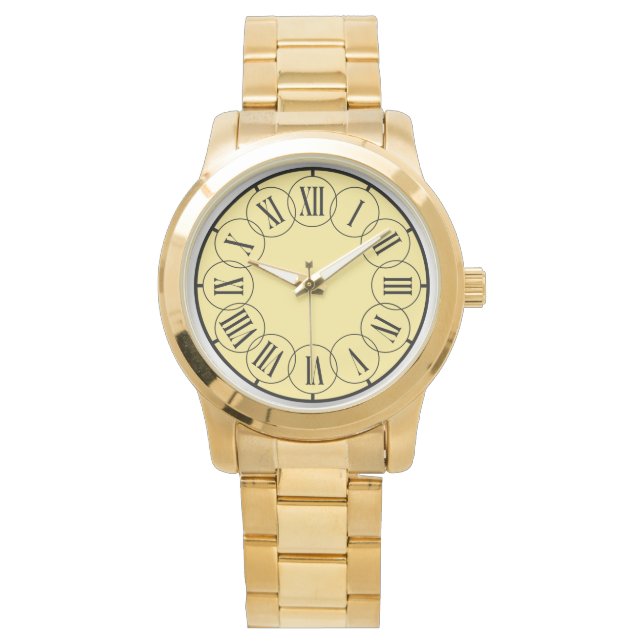 Moderne schicke Römer zählen Männer Gold Armbanduhr (Vorderseite)