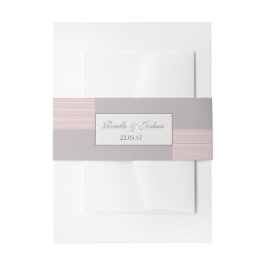 Moderne, schicke, rosa graue Streifen Hochzeit Einladungsbanderole