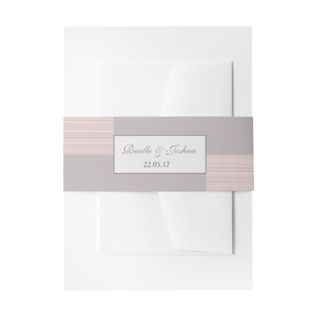 Moderne, schicke, rosa graue Streifen Hochzeit Einladungsbanderole (Vorderseite Beispiel)