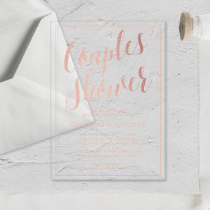 Moderne schicke Rose Gold Foil Paare Polterabend Acryleinladungen