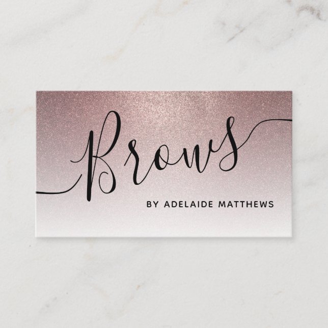 Moderne schicke Rose Gold Glitzer Brow Artist Visitenkarte (Vorderseite)