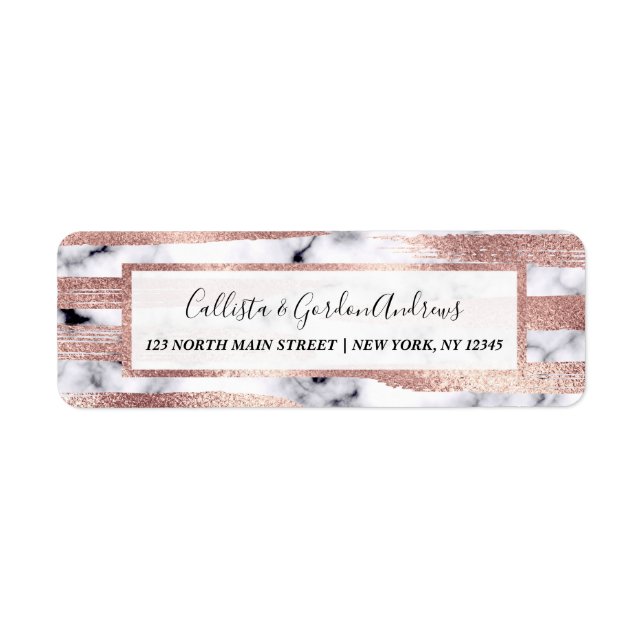 Moderne schicke Rose Gold Pinselstriche Marmor (Vorne)