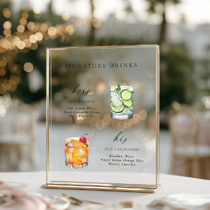 Moderne & Schicke Schriftzug Signature Drinks Cock Acrylschild