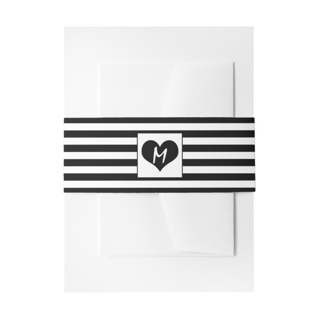 Moderne, schicke Schwarz-Weiß-Hochzeit Einladungsbanderole (Vorderseite Beispiel)
