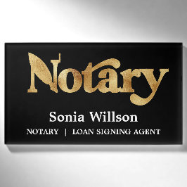 Moderne schicke schwarze Gold-Notar-Unterzeichnung Namenschild