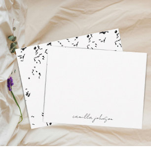 Moderne schicke Schwarze Grunge Textur   Monogramm Mitteilungskarte