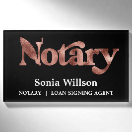 Moderne schicke schwarze Rose Notary Public Loan S Namenschild