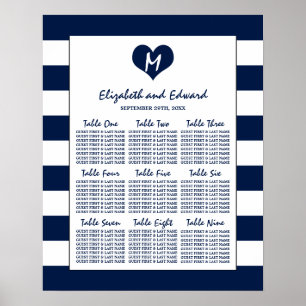 Moderne schicke Seekarte und weiße Hochzeitssitzka Poster