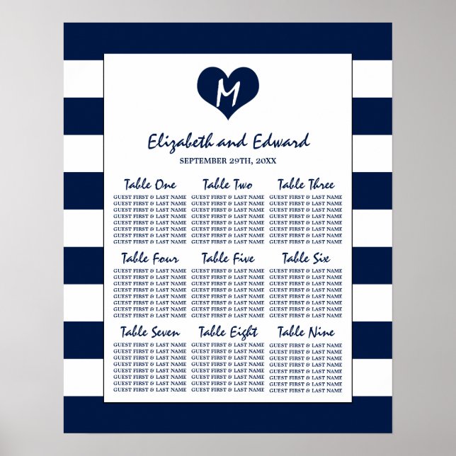 Moderne schicke Seekarte und weiße Hochzeitssitzka Poster (Vorne)